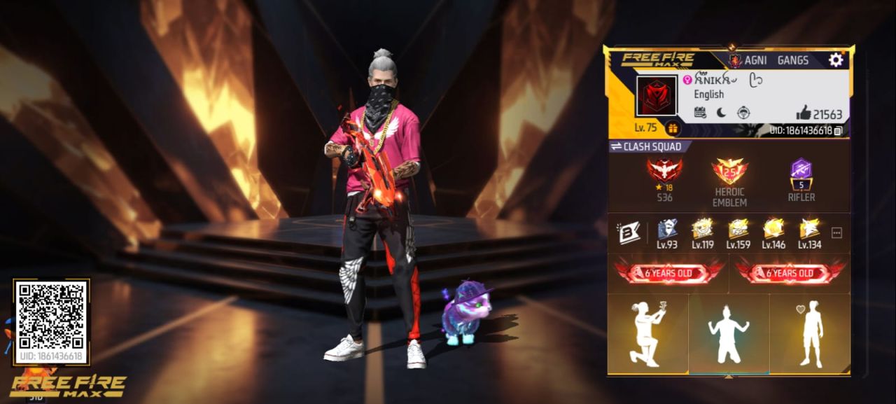 FF Account Lvl 75 | Prime 6 | 10 Artifact + 88 Mythic | 556 Weapons | 571 Collection | 21K Likes | 6 Years Old | BD Server Free Fire Account Bangladesh