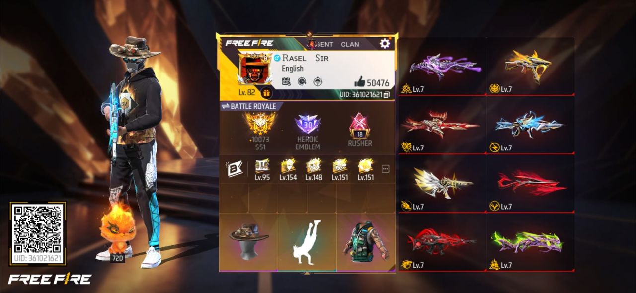 FF Account Lvl 82 | Prime MAX 8 | 19 Artifact + 137 Mythic | 771 Weapons | 800+ Vault | 7+ Years Old | 50K Likes | BD Server Free Fire Account Bangladesh