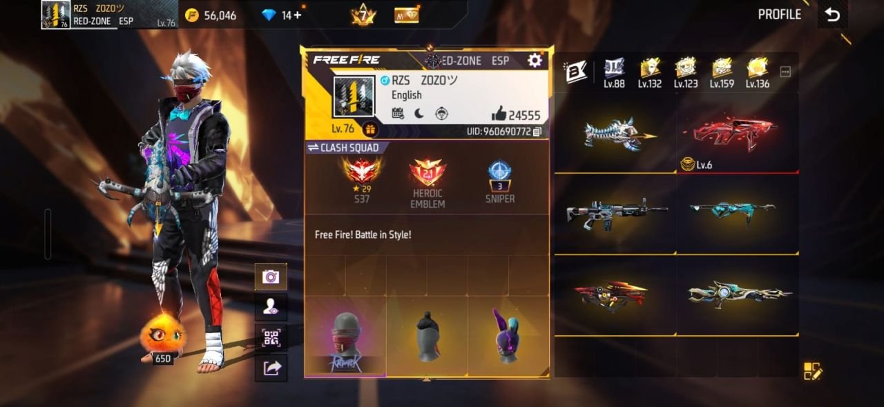 FF Account Lvl 76 | Prime 7 | 14 Artifact + 96 Mythic | 580 Weapons | 561 Collection | 24K Likes | 7+ Years Old | BD Server Free Fire Account Bangladesh