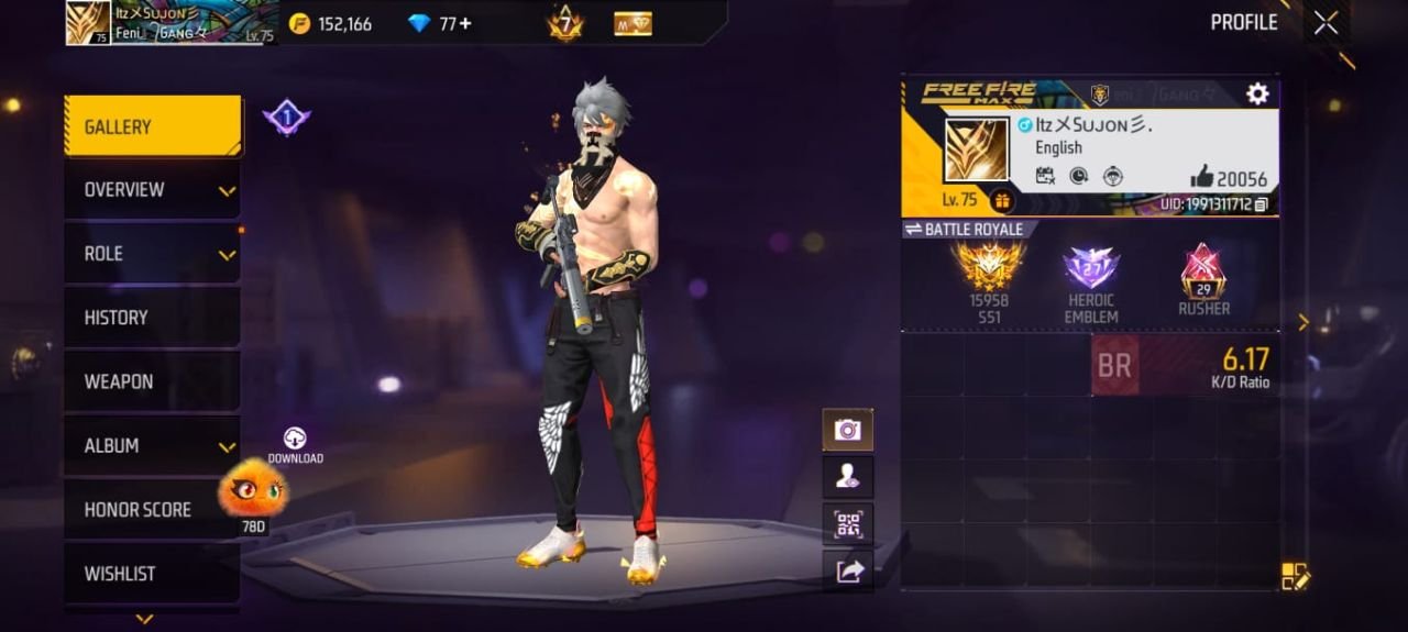 FF Account Lvl 75 | Prime 7 | 8 Artifact + 85 Mythic | 503 Weapons | 380 Collection | 290 Vehicles | 20K Likes | Strong Skins | BD Server Sold FF ID